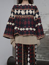 INTO THE EAST 25 Autumn/Winter Geometric Beaded Outer Jacket ITE-E1DGSS004BR23JK-HZ Reddish Brown